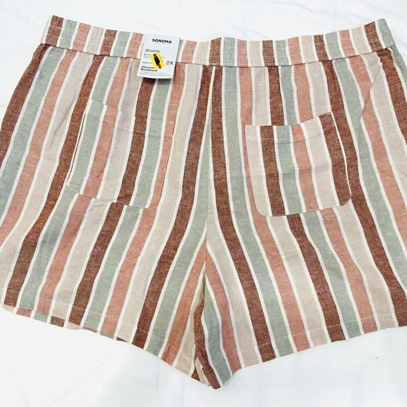 NWT SONOMA Women Mid Rise Pockets Ultra Waistband Striped Shorts Plus Size 2X - Picture 2 of 6